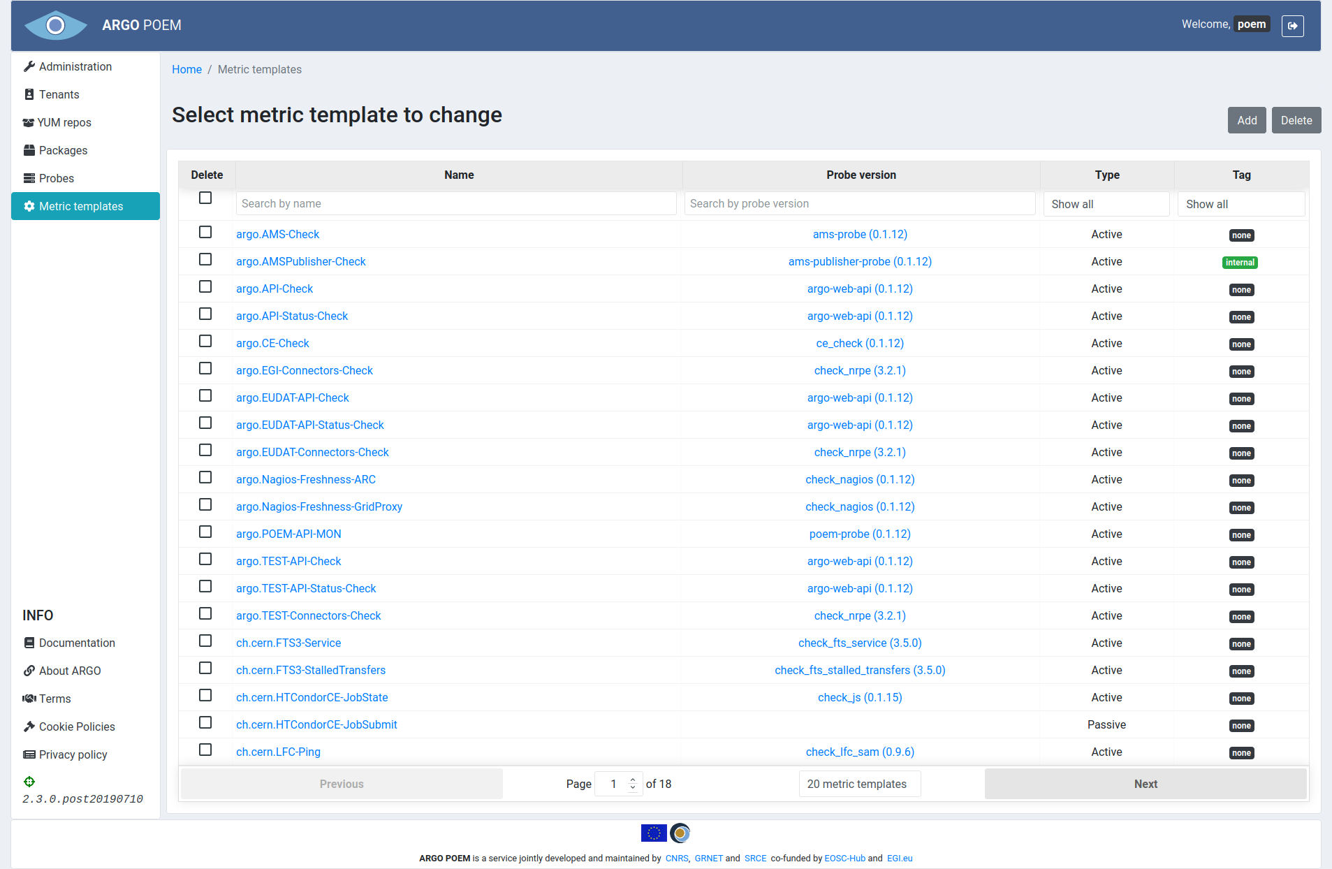 SuperAdmin metric templates