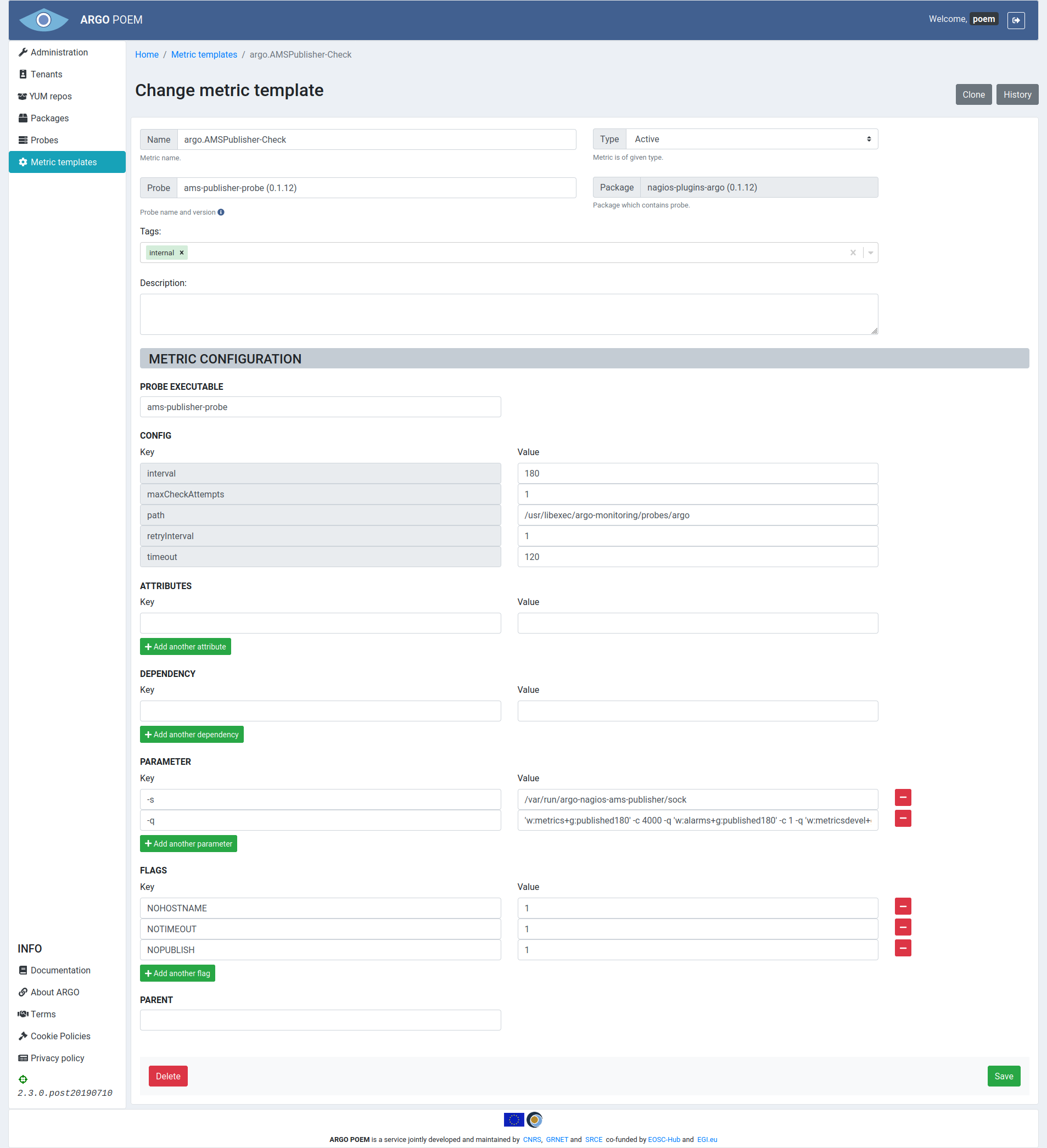 SuperAdmin active metric template